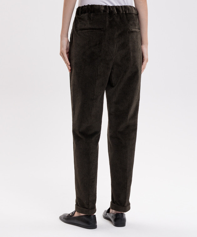 Kiton Зеленые бархатные брюки с отворотами D50105K0590I изображение 4