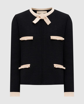 Valentino Черный твидовый жакет из шерсти 7B0CEJ9090Y