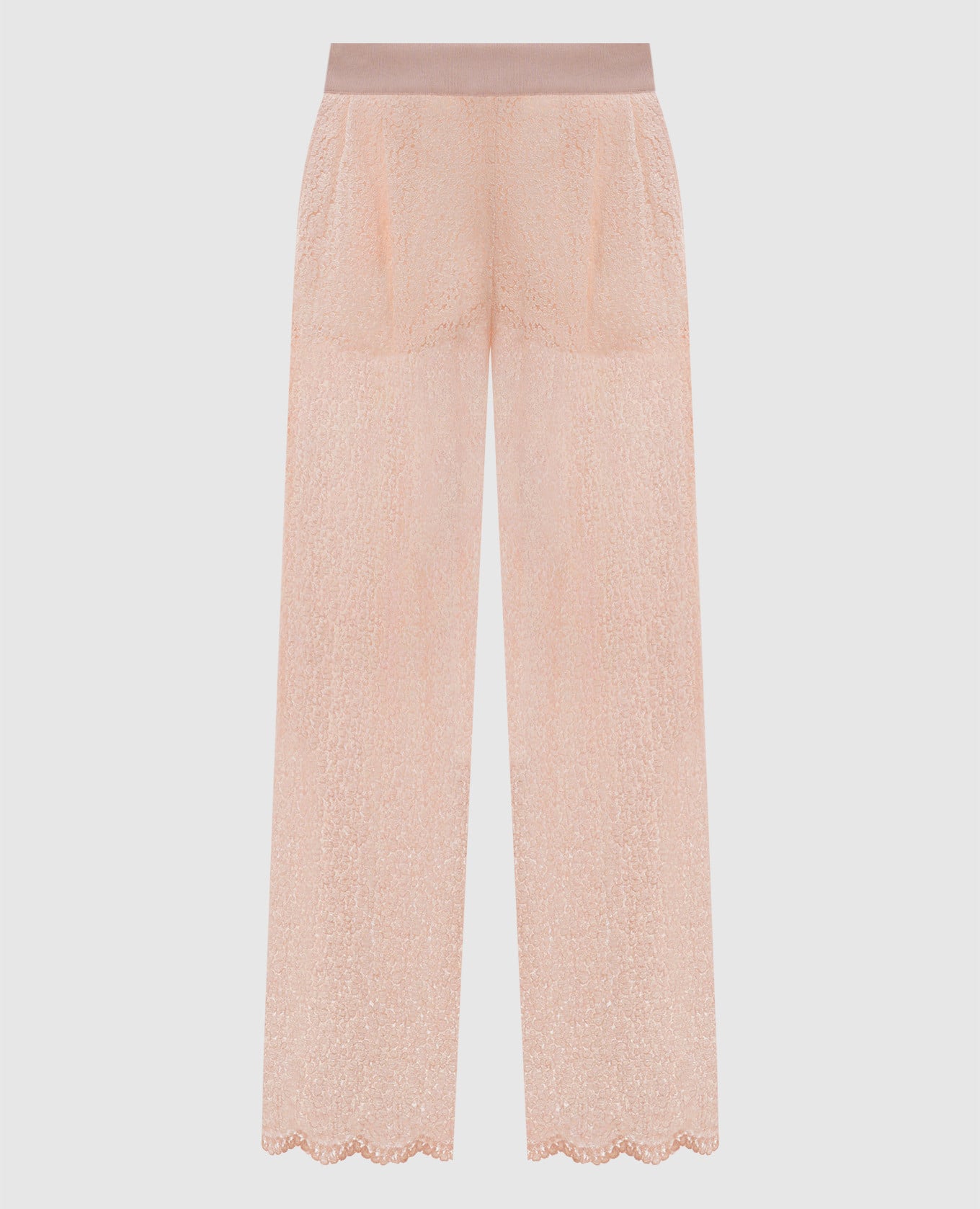 Розовые брюки из кружева