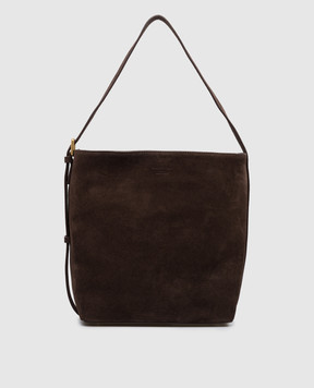 Christian Villa Замшевая коричневая сумка с тиснением логотипа 06448