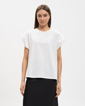 Twinset Біла футболка з вишивкою логотипа 261LL2MLL