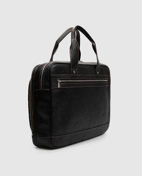 Brunello Cucinelli Чорний шкіряний портфель з принтом логотипа MBZIBU391