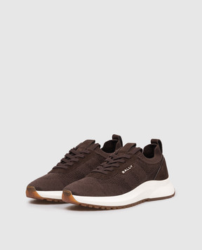 Bally Коричневые комбинированные кроссовки с логотипом MSK0EVTE091