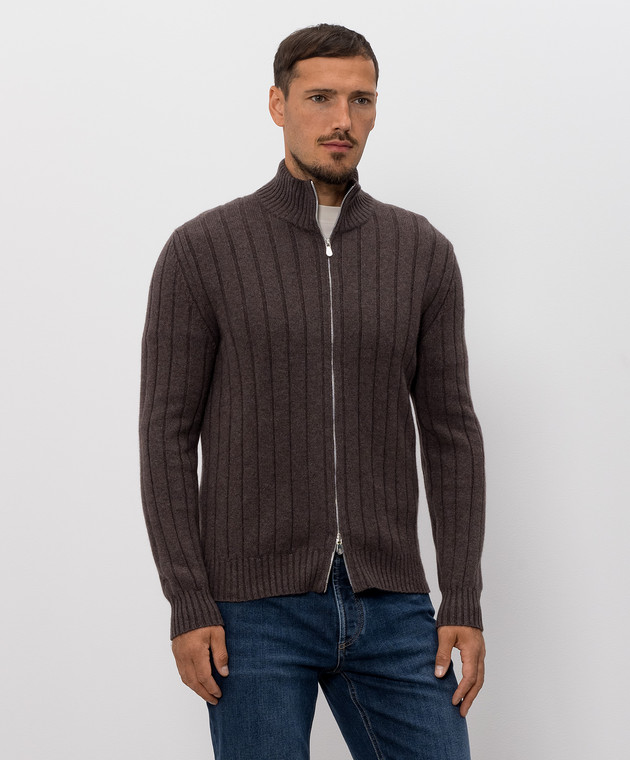 Brunello Cucinelli Кардиган з кашеміру коричневого кольору M22506006 зображення 3