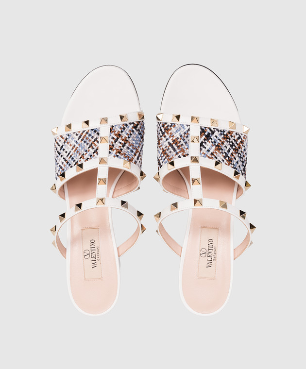 Valentino Білі комбіновані мюлі Rockstud 8W0S0LT4EDX зображення 4