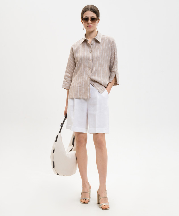 Peserico Білі шорти з льону з відворотами P0421502606 зображення 2