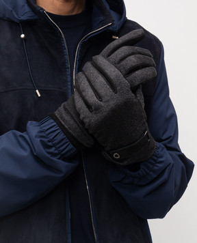 Stefano Ricci Сірі комбіновані рукавички з кашеміру та нубука M5G5300040WSMKTG