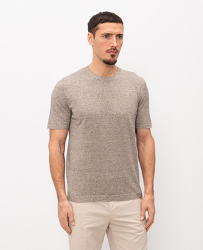 MooRER Коричнева меланжева футболка з льоном Jude JUDEMAG