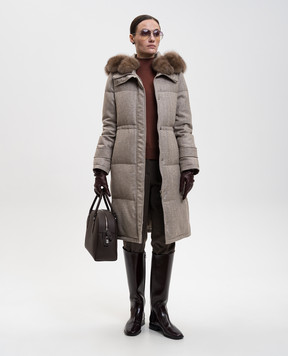 Paolo Moretti Коричнева куртка з вовни і кашеміру з хутром соболя ERICA