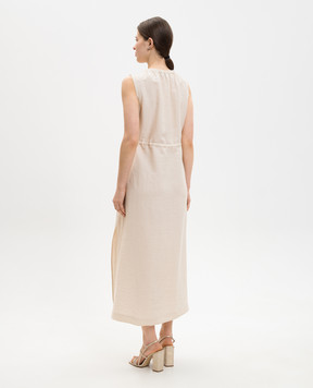 Peserico Бежевое платье миди с льном S0223905435