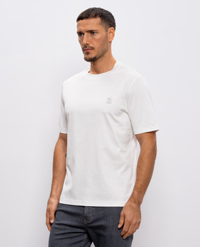 Brunello Cucinelli Белая футболка с принтом эмблемы M0B138440