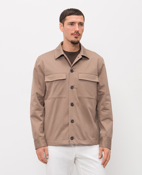 Peserico Коричневая куртка с леном в стиле рубашки R5223808274