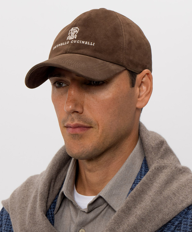 Brunello Cucinelli Коричневая замшевая кепка MPCLF9850 изображение 2
