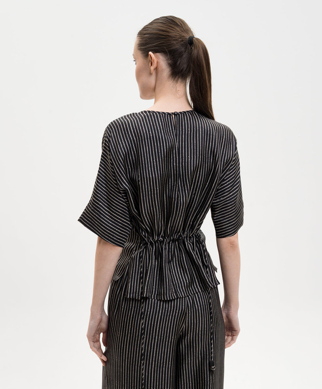 Max Mara Черная блуза NORDICA из шелка в принт MXMNORDICA изображение 4