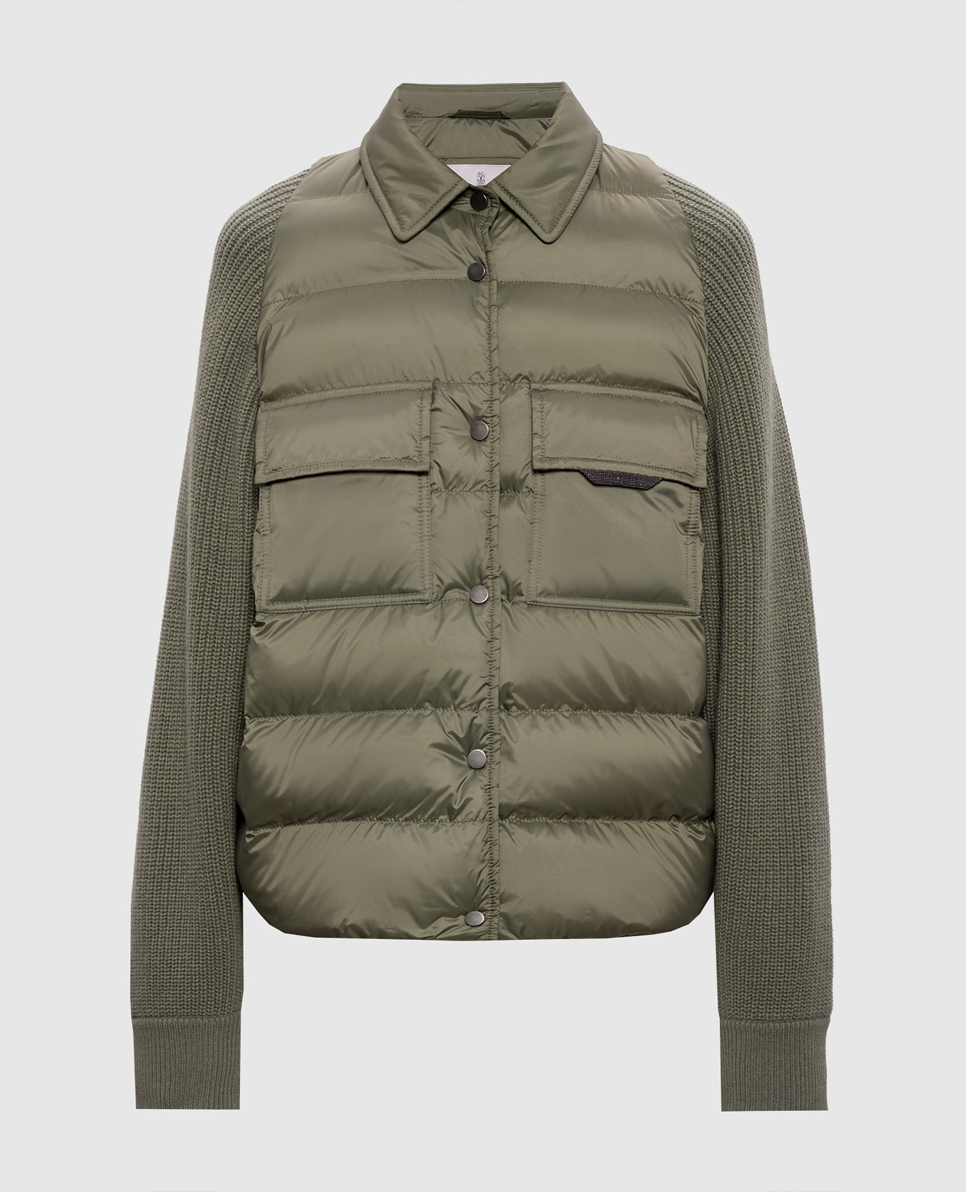 Комбинированная куртка цвета хаки с цепочкой мониль