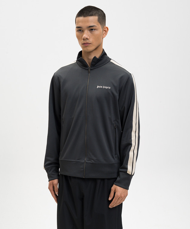 Palm Angels Серая спортивная куртка с вышивкой логотипа PMBD058S26FAB001 изображение 3