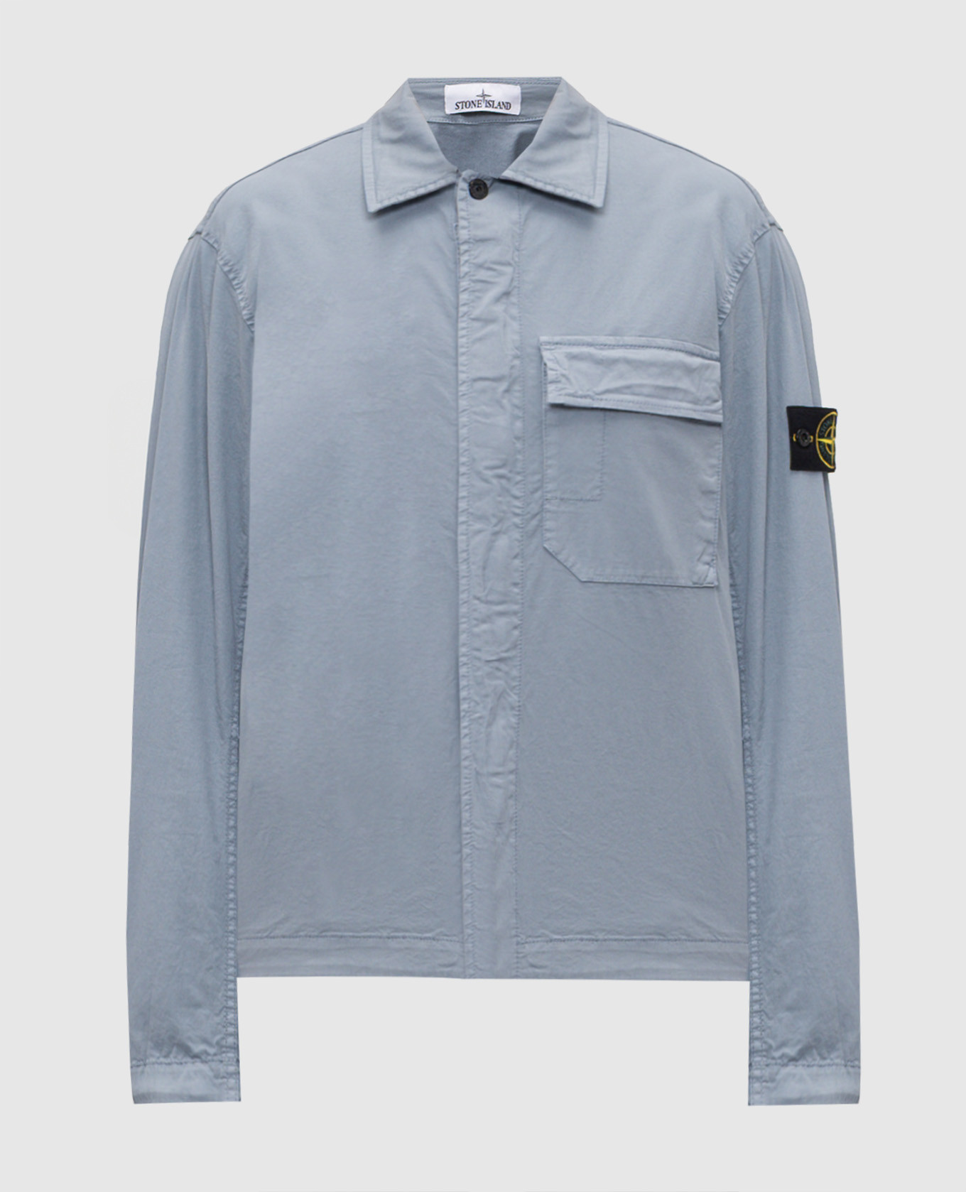 Голубая рубашка на молнии с патчем