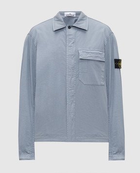 Stone Island Голубая рубашка на молнии с патчем L1S151200013S0A10