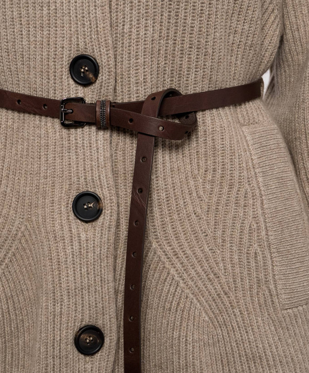 Brunello Cucinelli Коричневый кардиган с поясом M16750836 изображение 5