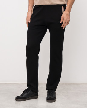 Bertolo Cashmere Черные спортивные штаны с контрастным окантованием 902013002294