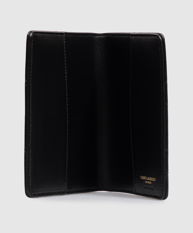 Saint Laurent Черная кожаная обложка для паспорта JAMIE 863034AAG7X изображение 3