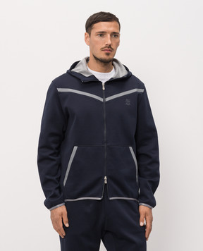 Brunello Cucinelli Синяя спортивная куртка с принтом эмблемы MM8433376G