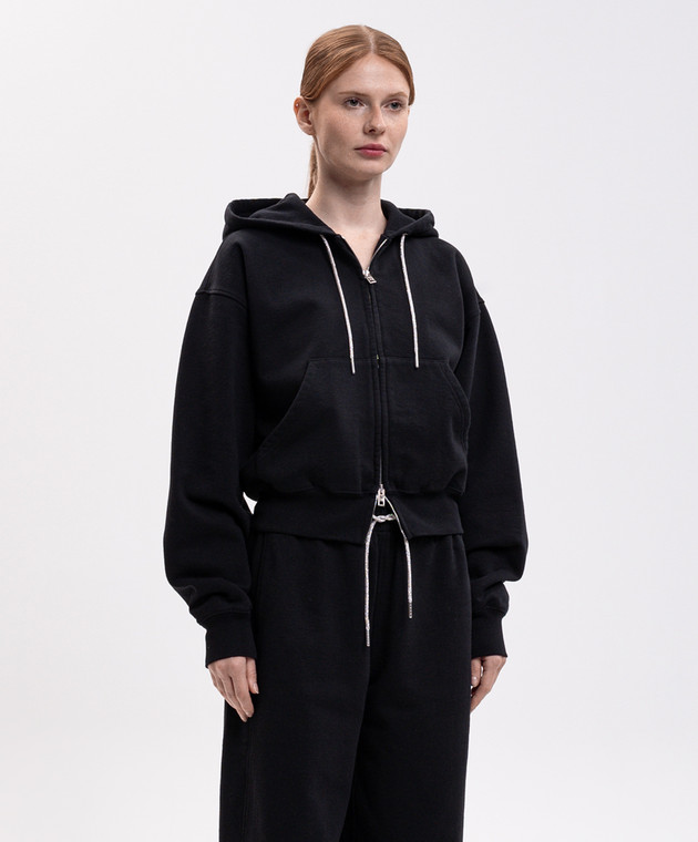 Alexander Wang Черная утепленная спортивная куртка с кристаллами 1CC2262779 изображение 3