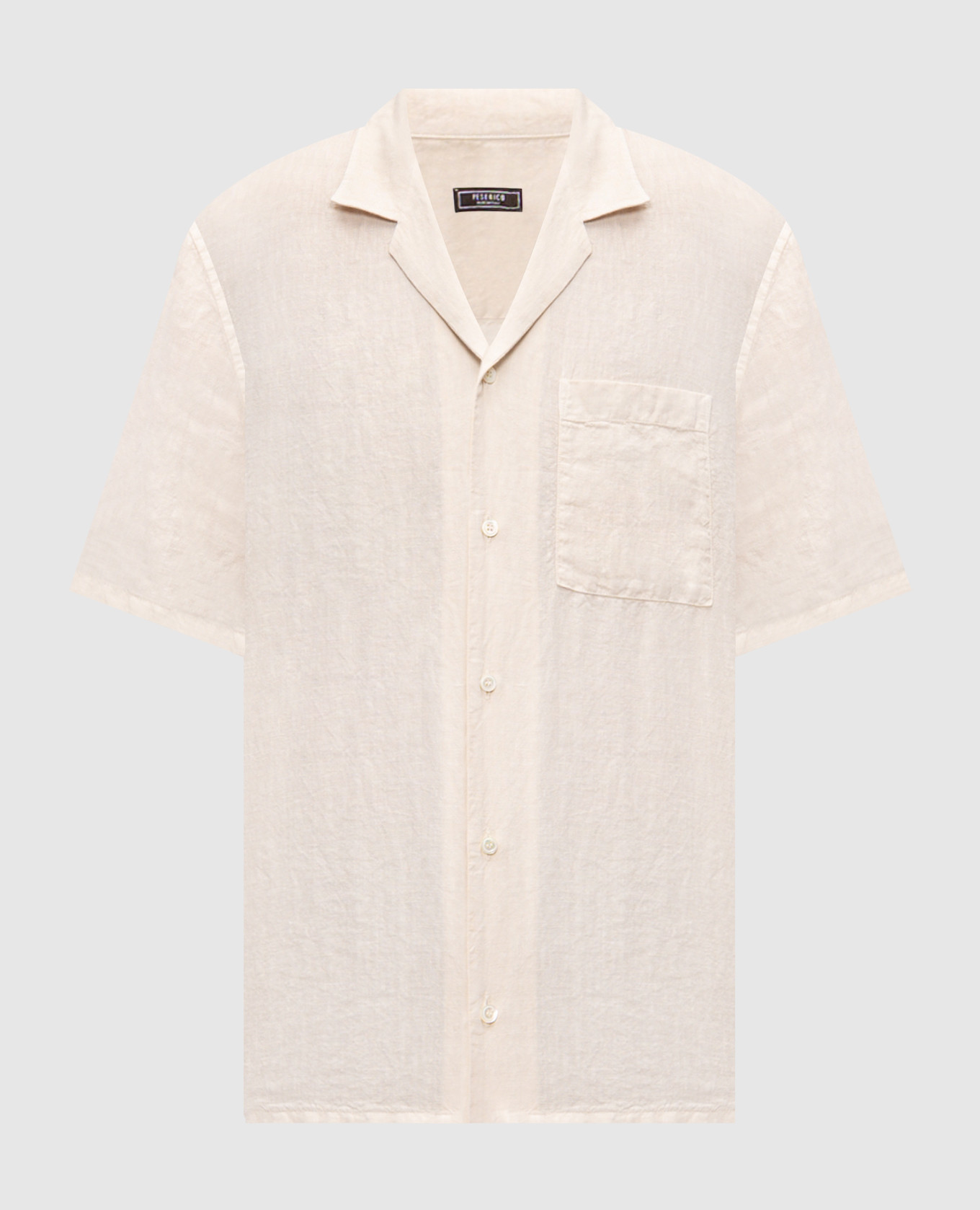 Бежевая рубашка из льна прямого кроя