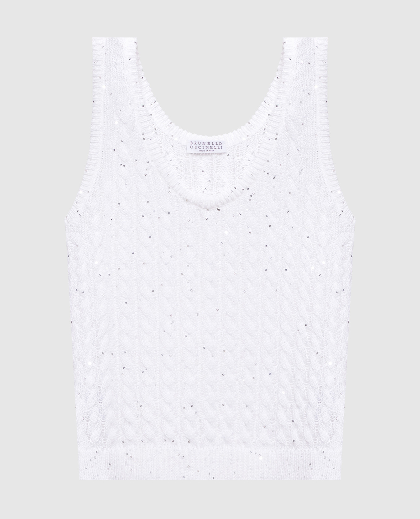 

Белый топ из льна с пайетками, Топы