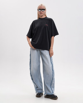 Vetements Чорна футболка з принтом логотипа MH27TR142Bw