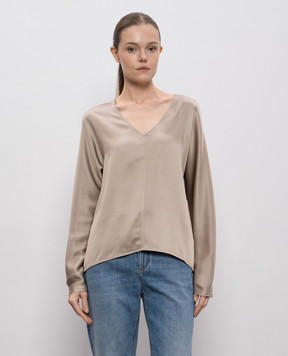 Brunello Cucinelli Бежева блуза із шовку MB179DI702