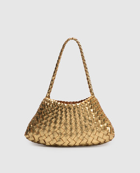 Dragon Золотистая кожаная плетеная сумка Rosanna DGS68943