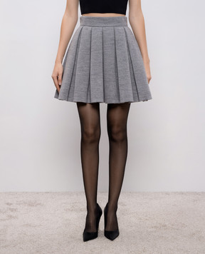 Balmain Серая меланжевая юбка мини с шерстью FF0LBB09JL17