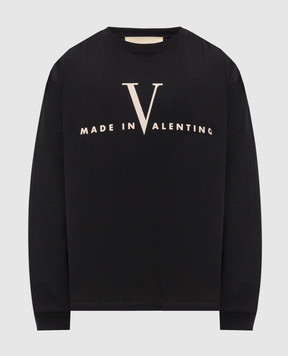 Valentino Черный лонгслив с принтом логотипа 9V3MG18NBM3