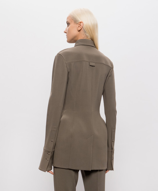 Thierry Mugler Жакет-рубашка с шерстью цвета хаки 26F1VE04831035 изображение 4