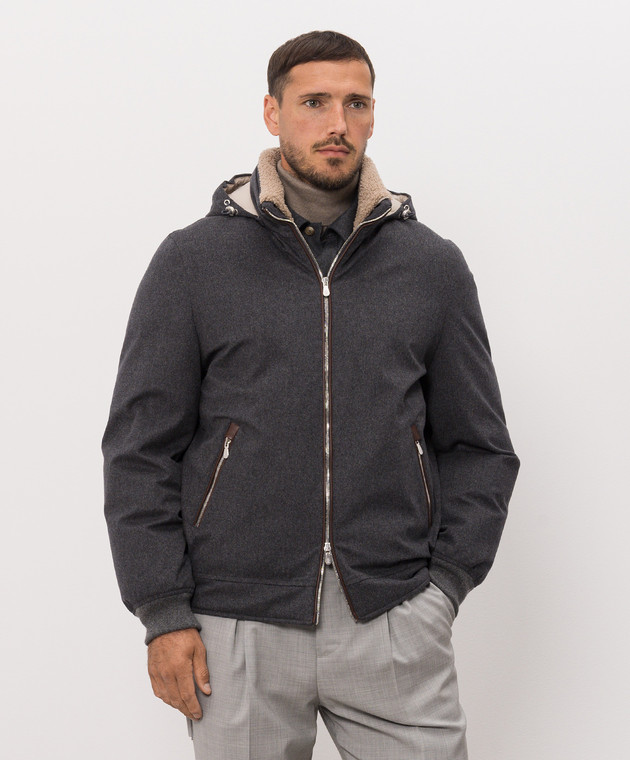 Brunello Cucinelli Серая пуховая куртка из шерсти MM4701606 изображение 3