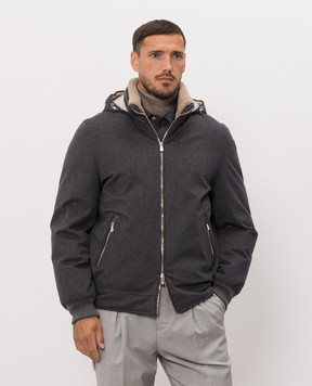 Brunello Cucinelli Серая пуховая куртка из шерсти MM4701606