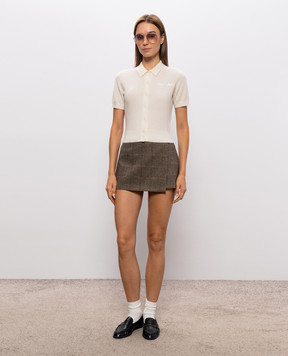 Sporty & Rich Кардиган цвета айвори Jannie с короткими рукавами WS10085326WH06