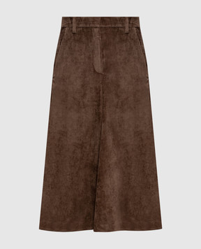Brunello Cucinelli Коричнева вельветова спідниця MP547G4099