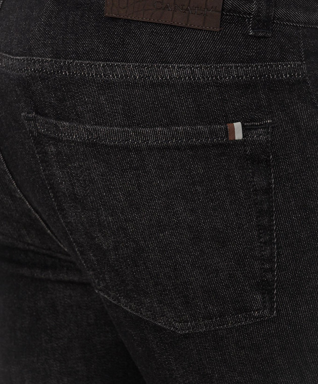 Canali Черные джинсы с кожаным патчем логотипа PX0102891719 изображение 5