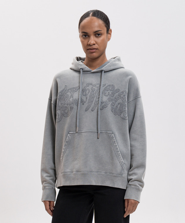 Off-White Сіре худі з вишивкою логотипа 2FE00448T зображення 3