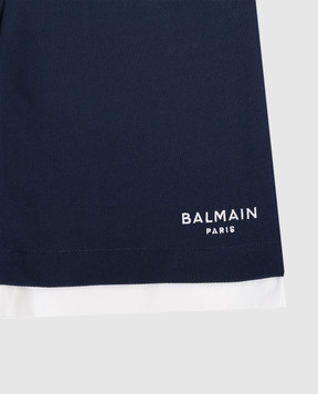 Balmain Дитячі сині шорти з вишивкою логотипа BY6Q09Z36581214
