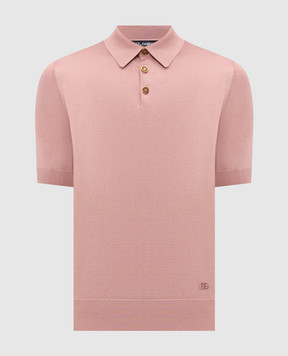 Dolce&Gabbana Розовое поло из шелка с вышивкой логотипа DG GXZ02ZJBSO5