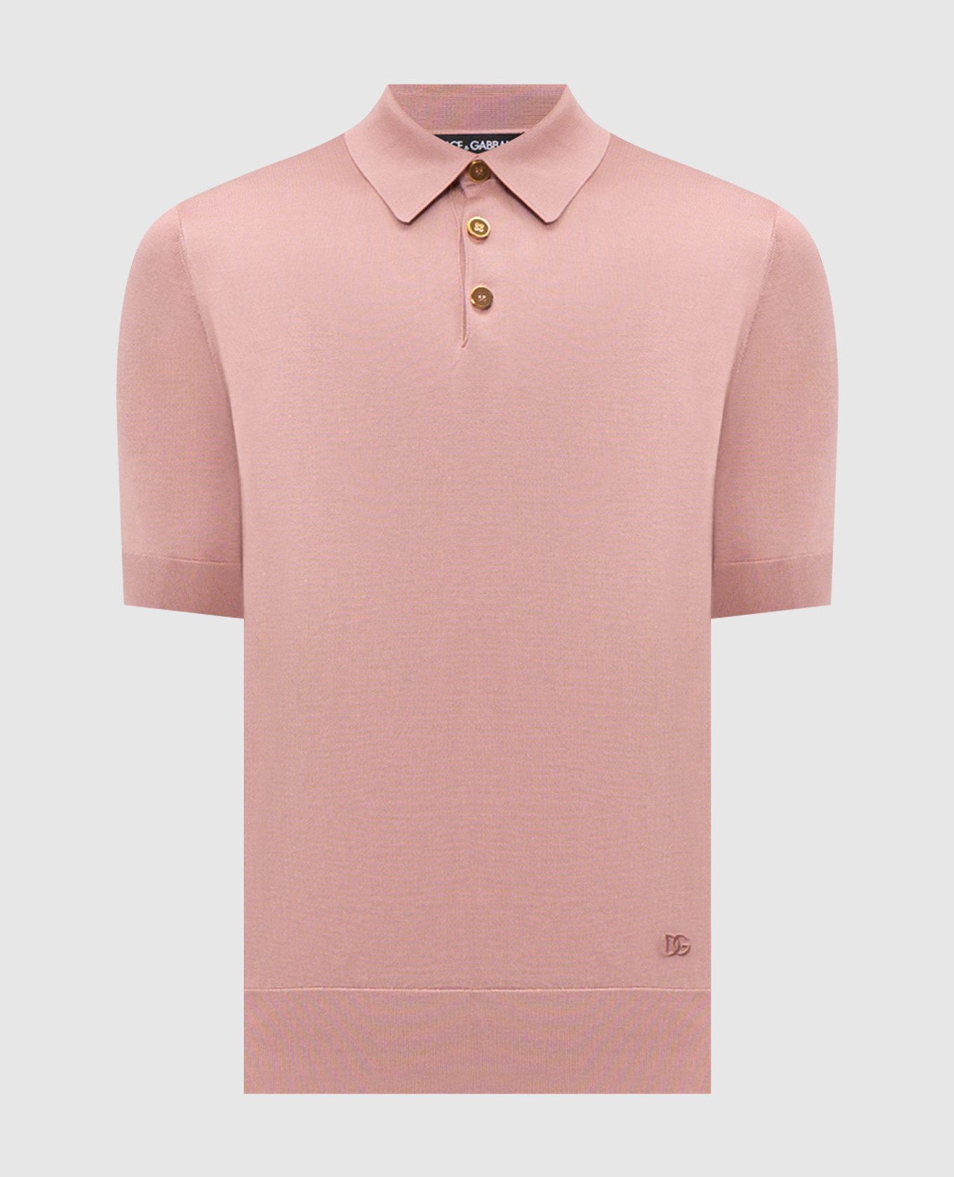 Розовое поло из шелка с вышивкой логотипа DG