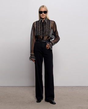 Ermanno Scervino Чорна блуза із шовку з вишивкою D492K350APORG