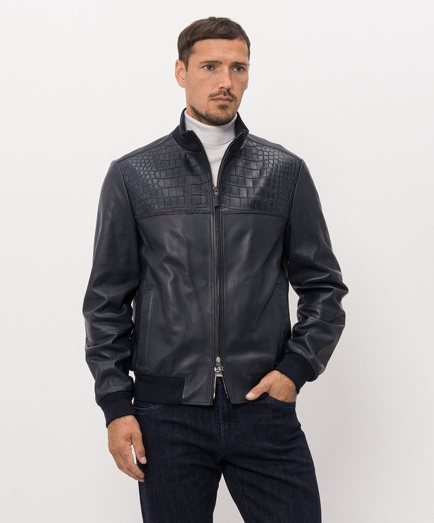 Stefano Ricci Синя шкіряна куртка M7J6300200NPSTR6 зображення 3