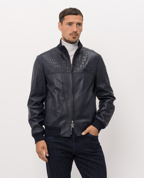 Stefano Ricci Синя шкіряна куртка M7J6300200NPSTR6