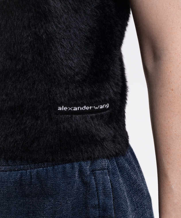 Alexander Wang Черный топ с нашивкой логотипа 1KC4261114 изображение 5