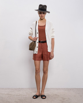 Brunello Cucinelli Розовые шорты из льна MH527P8923