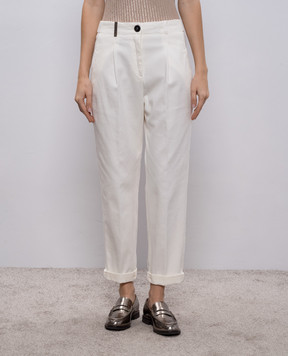 Peserico Білі штани з відворотами P04987T302487